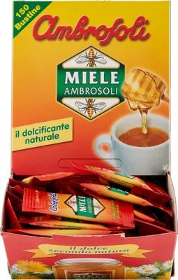 Produktbild von Ambrosoli Miele Break Fast Einzeldosis Honig Packung mit 100 Stück à 16g Wildblütenhonig in Beuteln