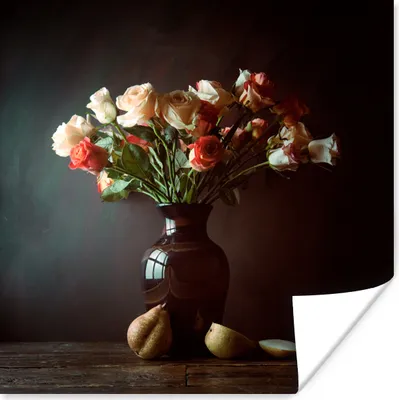 Produktbild von MuchoWow® Poster Blumen - Rosen - Stilleben 50x50 cm - Wohnzimmerdekoration
