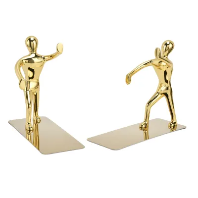 Image de Stainless Steel Man Bookends,Gold Man Bookends,Kung Fu Man Bookends,Heavy Duty Stainless Steel Man Bookends,Bookends,Home Decorative Accessories