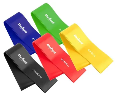 Imagen del producto de Rebel RBA-3002 Juego de bandas elásticas de entrenamiento de TPE - Mini Band L, 2,3-18,2 kg, 5 unidades, de colores
