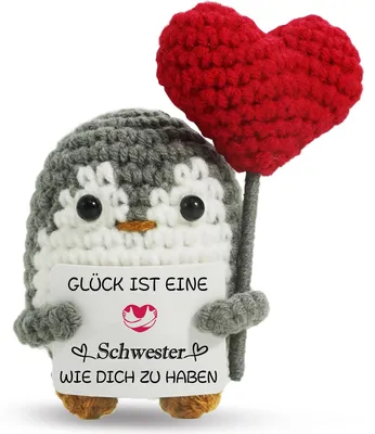 Handgehäkelter Pinguin-Pop – Geschenk für Schwester, Geburtstag
