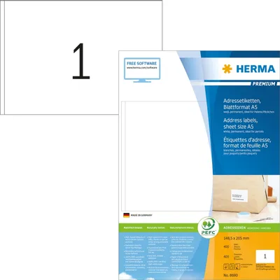 Produktbild von HERMA - Etikett 8690 148,5x205mm weiß 400 Stück