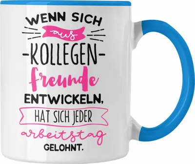 Produktbild von Trendation - Kollegen Tasse Geschenk Beste Kollegin Kollege Wenn Aus Kollegen Freunde Werden (Blau)