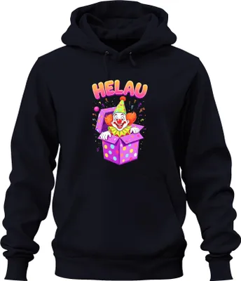 Produktbild von HELAU Karneval Clown Konfetti Geschenkbox rote Nase lustig Uni Hoodie Kapuzenpullover, Navy, S