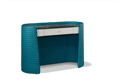 Produktbild von Schminktisch Turkis Holz Leder Schlafzimmer Konsolen Tische Design Schmink Luxus