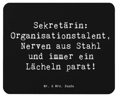 Produktbild von Mr. & Mrs. Panda Mousepad Spruch Sekretärin Heldin - Schwarz - Geschenk, mausteppich, personalisierte Geschenke, Beruf, für Berufstätige, Berufsgestaltung, Dankeschön