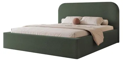 Produktbild von Polsterbett FUZZI 200x200 Graugrün Salbei Boucle mit Bettkasten & Lattenrost