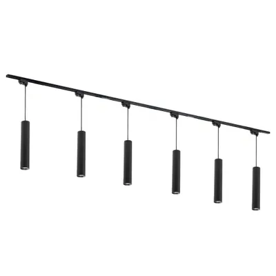 Produktbild von Qub Focus III - LED Schienensystem - Schwarz - 1-Phasen - 300cm - 6x GU10 Pendelleuchten - I-Form