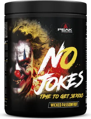 Produktbild von No Jokes - 600g : Wicked Passionfruit I Pulver I Pre Workout Booster I Wachheit I Fokus I Pump I Ausdauer I Ashwagandha KSM-66 ® I Koffein I L- Arginin HCl I L-Citrullin Malat I Guarana I Piperin I Vitamin B6 I Stimulanzien I vegan I glutenfrei