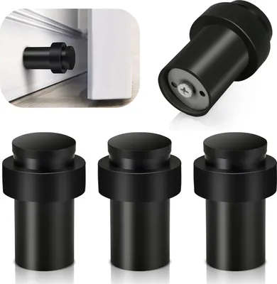 Produktbild von Robuste Türstopper Edelstahl schwarz gummi Fußbodenmontage