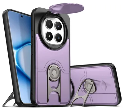 Produktbild von Handyhülle für Xiaomi Redmi Note 15 Pro+ mit Dia Kameraschutz und Ringhalter Ständer, Stoßfeste Hybrid Schutzhülle Lila