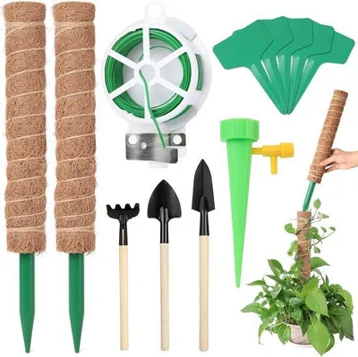 Produktbild von Famanu Pflanzenstützen Set mit 2 Kokos-Mosstäben und Zubehör - 42 cm