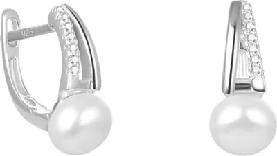 Productafbeelding van Elegante zilveren oorbellen met echte zoetwaterparels, model AGUC2262P