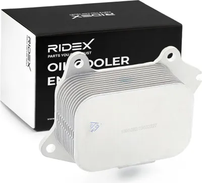 Produktbild von RIDEX 469O0003 Ölkühler Motoröl für FORD Fiesta Mk6 Schrägheck (JA8, JR8) Fiesta Mk5 Schrägheck (JH1, JD1, JH3, JD3) Focus II Schrägheck (DA, HCP, DP)