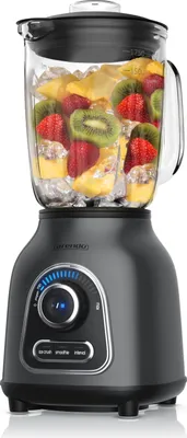 Produktbild von Arendo Standmixer, 1,75L Glasbehälter Edelstahl, 1400W, Glas Smoothie Maker / Mixer Ice Crush Funktion Milchshaker, Grau/Schwarz