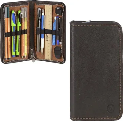 Produktbild von Sonnenleder Stiftetui Leder NOLTE mit 4 Füllerschlaufen Federtasche Etui für Füller mocca braun 801-399-07