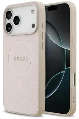 Zdjęcie produktu dla Etui Guess Saffiano Logo MagSafe do iPhone 17 Pro Max różowy