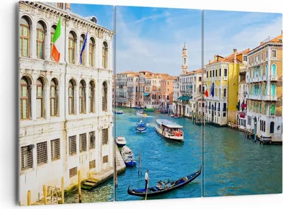 Produktbild von Bild auf Leinwand - Leinwandbild - Venedig Kanal Kreuzfahrt Gondel - 165x110cm - Wand Bild - Wanddeko - Leinwanddruck - Bilder - Kunstdruck - Leinwand bilder - Wandkunst - CE165x110-0428