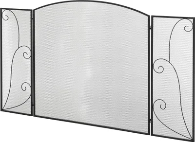 Produktbild von Funkenschutz für Kamine, 3 Paneele, klappbar, flexibel, Metall, schwarz, 132,5 x 76,5cm