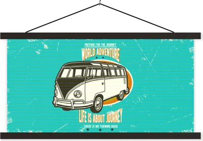 Produktbild von MuchoWow® Textilposter Oldtimer - Oldtimer - Auto 90x45 cm mit schwarzem Rahmen - Klemmleisten