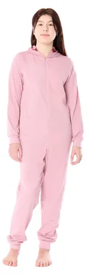 Produktbild von Ladeheid Mädchen Teenager Schlafoverall aus Baumwolle Tierkostüm Jumpsuit bunt Tiermotiv Verkleidung mit Kapuze LA40-233 (Rosa Schweinchen, 164)
