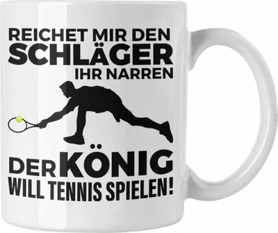 Produktbild von Trendation - Tennis Tasse Geschenk Tennisspieler Geschenkidee Spruch Coach Trainer Mann Männer (Weiß)