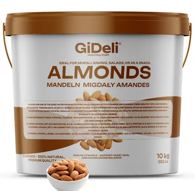 Produktbild von Mandeln 10kg Naturbelassen Ungesalzen Rohkost Qualität Ganze Kerne Vegan GiDeli