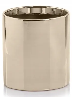 Immagine prodotto di Vaso da fiori in Vetroceramica, coprivaso cilindrico liscio color oro, 13 cm, senza foro di drenaggio, interno decorato