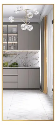 Obrázok produktu pre Veľké celotelové zrkadlo – stojace aj nástenné – 180 × 80 cm – tvrdené sklo – moderný kovový rám – so stojanom – zlatá farba