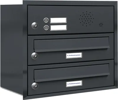 Produktbild von 2er Briefkasten Anlage Unterputz Montage RAL 7016 Anthrazit Klingel