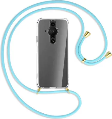 Produktbild von Handykette Backcover-Schutzhülle mit Band (Metall goldfarben) für Sony Xperia PRO-I - himmelblau