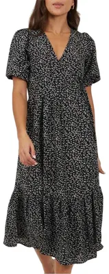 Produktbild von Brave Soul - Wickelkleid für Damen, Puffärmel GT14485 (34 DE) (Schwarz/Weiß)