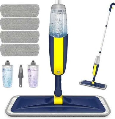 Produktbild von Famanu Spraymopp mit Sprayfunktion - 2 Nachfüllflaschen und 4 waschbare Pads