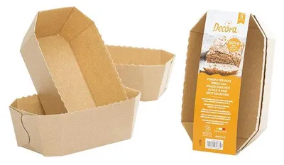 Productafbeelding van DECORA 0320185 Broodpapier bakvormen, 5 stuks, afmetingen 15,3 x 8,8 x 6 cm, 300 gram, bruin