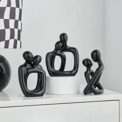 Produktbild von Schwarze abstrakte Skulpturen für romantische Dekoration im Haus und Büro
