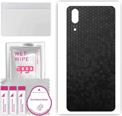 Produktbild von apgo Rückseite Schutzfolie, Skin, kompatibel mit Huawei P20, Hinten Displayschutzfolie aus Vinylfolie, kratzfest, einfache Montage - Schwarze Honigwabe