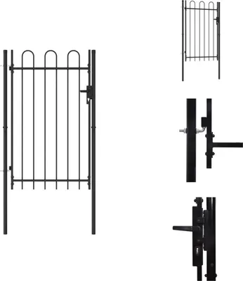 Produktbild von vidaXL Zauntor Einzelflügel Gewölbte Spitze Stahl 1 x 1,5 m Schwarz - Gartentore