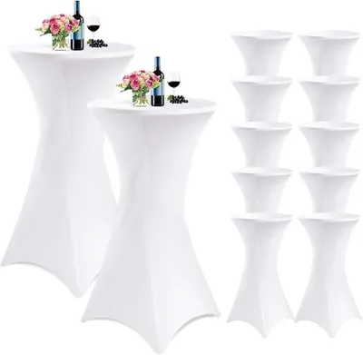 Produktbild von Stretch Stehtisch Husse für Bistrotisch ? 60-65 cm,Hussen Stehtische Weiß 60 cm,Verstärkung im Fußbereich,Stretchhusse Weiß Hussen für Stehtische und Bistrotische