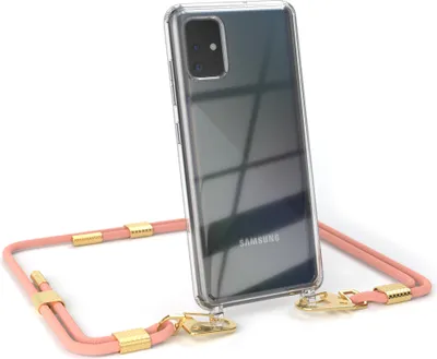 Produktbild von EAZY CASE Handykette für Samsung Galaxy A51, Transparente Silikonhülle mit Band, Clear Case, abnehmbar in  Rosa