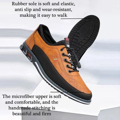 Productafbeelding van Solidchoice - Heren Leren Casual Schoenen met Ademend Ontwerp en Vetersluiting