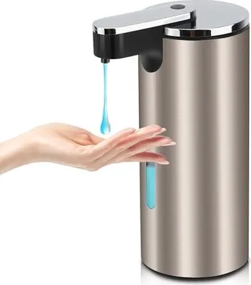 Produktbild von Automatischer Seifenspender Edelstahl Touchless 330 ml große Kapazität Badezimmer Küche Ideale Heimhotels (glänzender Deckel)