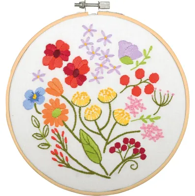 Stickpaket Kissenbezug 18x18 cm Blumensymphonie