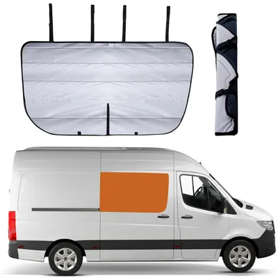 Produktbild von Isolierte Verdunkelungsrollos für die Schiebetüren des Mercedes Sprinter (ab 2007) - Unverzichtbarer Sonnenschutz und Komfort für Ihr Camperleben.