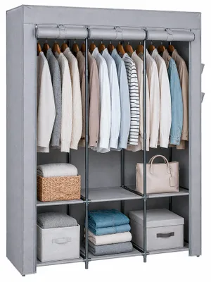 Produktbild von Tragbarer Stoffkleiderschrank von Harbour Housewares – 130 x 45 x 167 cm – Grau