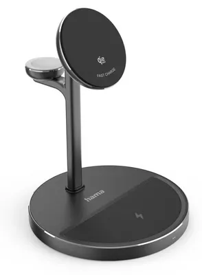 Immagine prodotto di Caricabatterie wireless Qi2, ricarica rapida per dispositivi, stazione di ricarica 3-in-1, 15W
