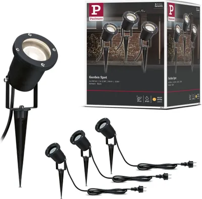 Produktbild von Paulmann Gartenstrahler LED Aufbaustrahler (ohne Spieß), 3er-Set, IP65, 0.092m Breite, 0.32m Höhe, für Fassaden, Gartenhäuser & Terrassen
