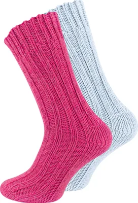 Produktbild von Cotton Prime® 4 Paar Stricksocken mit Alpakawolle Uni Alpakasocken 39-42 Pink/Hellblau