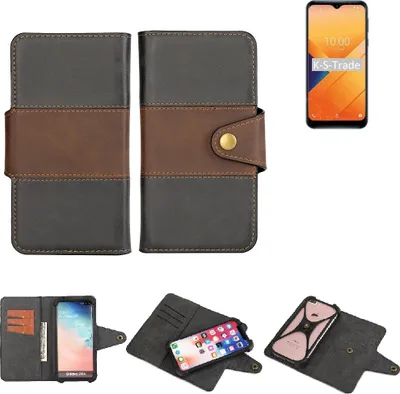 Produktbild von K-S-Trade Handyhülle Schutzhülle Hülle Bookstyle Wallet-Case kompatibel mit Wiko Y81 Bumper Rundumschutz schwarz-braun 1x