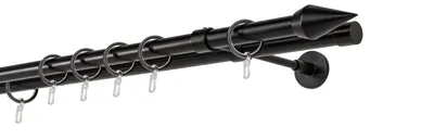 Produktbild von Gardinenstange auf Maß 20mm Kegel 2-lauf Wandträger 20cm Farbe: Schwarz, Größe: 190cm