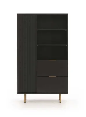 Zdjęcie produktu dla Regał NUBIA NB-04 w Stylu LOFT Szerokość 80 cm 2 szuflady 1 drzwiczki Czarny mat